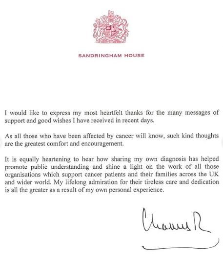 الملك تشارلز في أول تعليق بعد مرضه "التمنيات الطيبة هي أعظم عزاء"